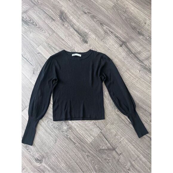 Zara | Balloon Sleeve Ribbed Top | Size Small - Picture 1 of 4